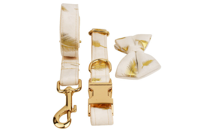 JMT-879562 Velvet Pet Collar with Adjustable Traction Rope and Bow Tie Set