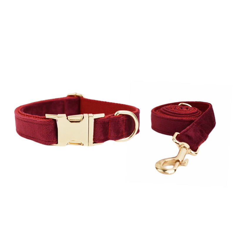 JMT-879562 Velvet Pet Collar with Adjustable Traction Rope and Bow Tie Set