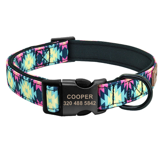 JMT-879882 Customizable Nylon Dog Collar with Lettering for Medium Dogs - Adjustable, Available in Multiple Colors