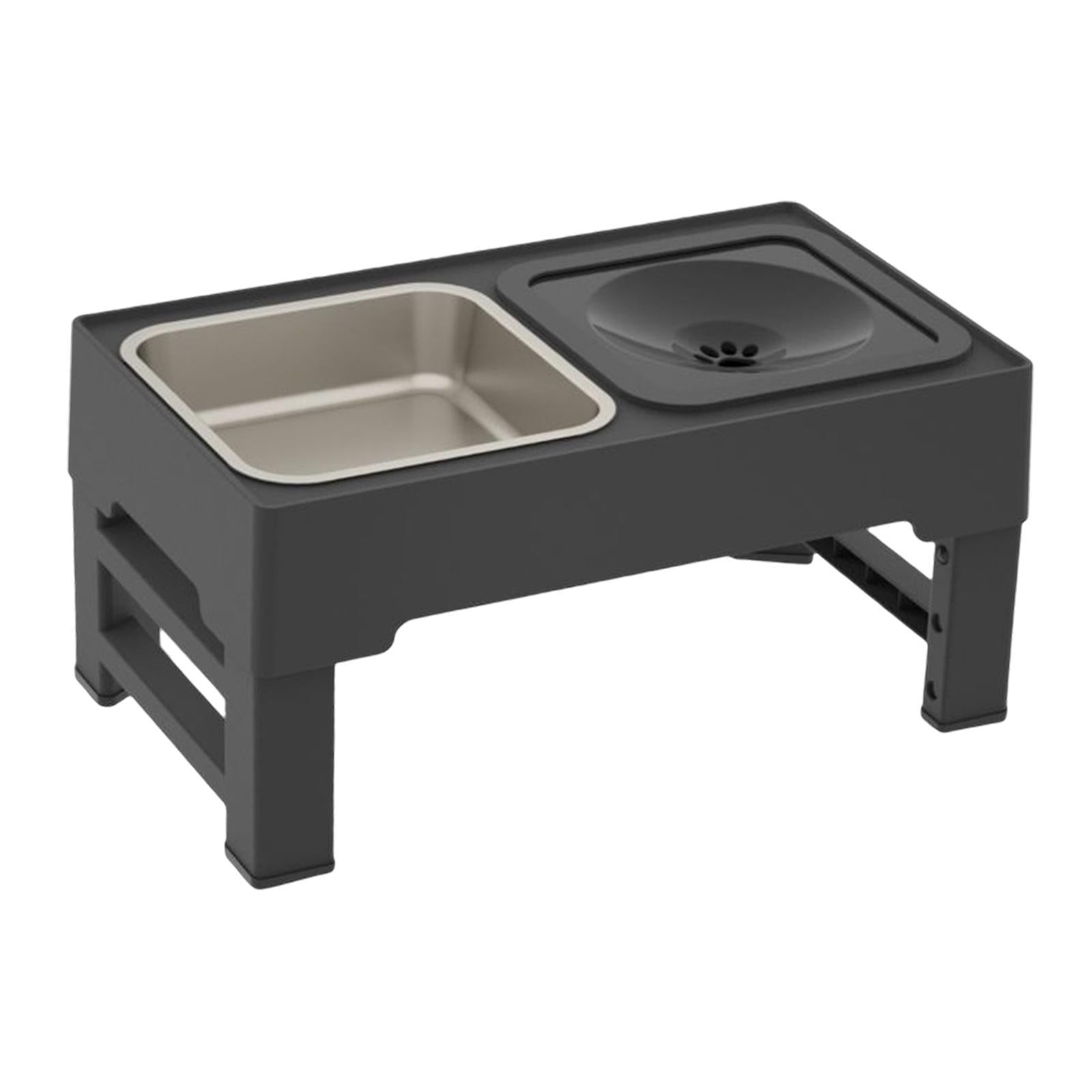 JMT-880202 Adjustable Elevated Dog Bowl with Slow Feeder & Non-Spill Water Bowl - Ideal for Small, Medium, and Large Dogs
