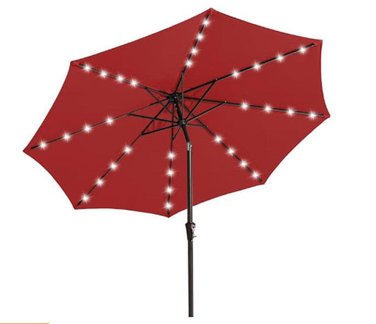 JMT-880266 Pillar Umbrella Lamp with All-Iron Beads - Big Red