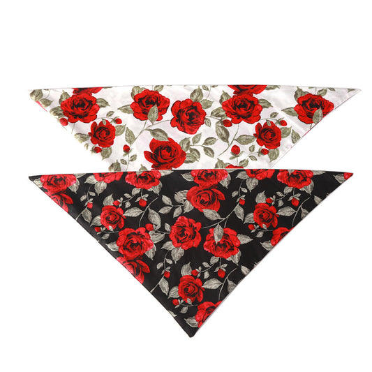 JMT-880842 Cotton Floral Triangle Scarf for Pets - Adjustable Cat Collar with Bow Tie for All Seasons