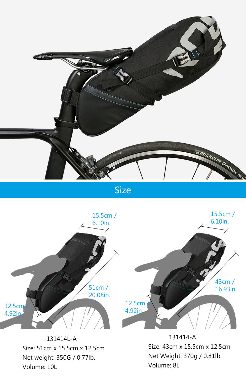 JMT-880906 Large Waterproof Saddle Seat Bag with High Capacity for Biking Enthusiasts