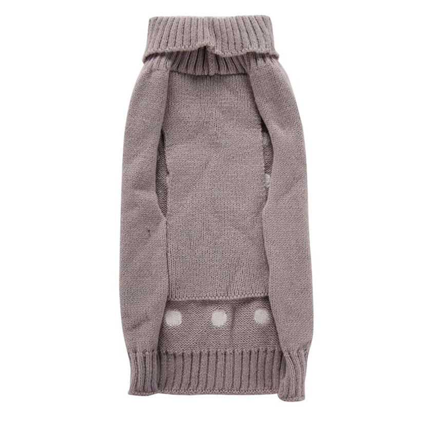 JMT-881162 Embroidered Pet Sweater for Autumn and Winter - Grey Acrylic, Multiple Sizes Available