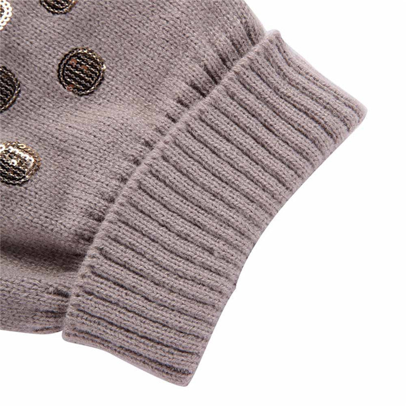 JMT-881162 Embroidered Pet Sweater for Autumn and Winter - Grey Acrylic, Multiple Sizes Available