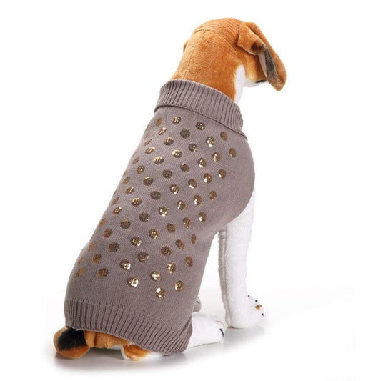 JMT-881162 Embroidered Pet Sweater for Autumn and Winter - Grey Acrylic, Multiple Sizes Available