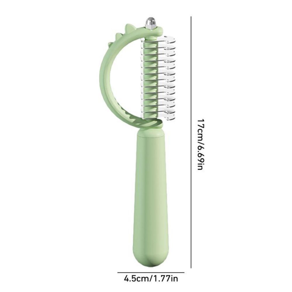 JMT-881610 Self-Cleaning Cat Brush with Double-Sided Design for Shedding and Dematting, Cute Dinosaur Shape