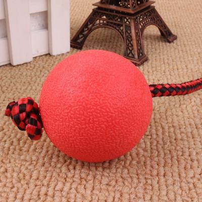 JMT-881674 Durable Rubber Dog Ball with Rope - Indestructible Chew Toy for Puppies and Pets, Available in Multiple Sizes