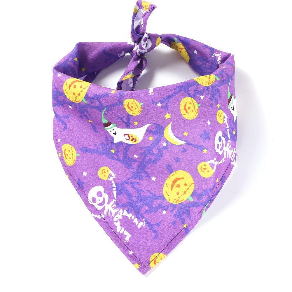JMT-881994 Halloween Pet Triangle Scarf for Dogs - Multiple Styles Available, Adjustable for Neck Sizes 20-46CM, Lightweight Polyester
