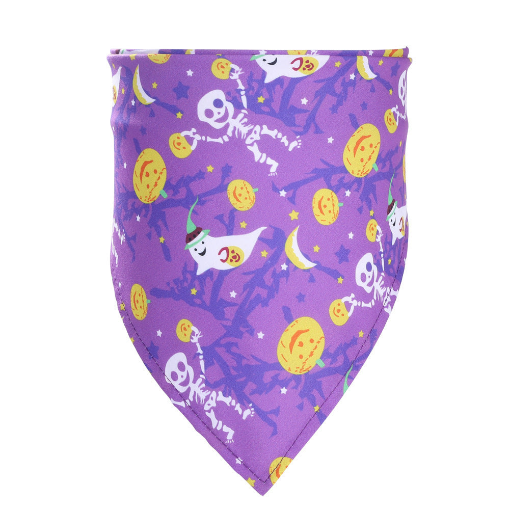 JMT-881994 Halloween Pet Triangle Scarf for Dogs - Multiple Styles Available, Adjustable for Neck Sizes 20-46CM, Lightweight Polyester