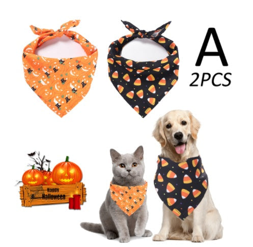 JMT-881994 Halloween Pet Triangle Scarf for Dogs - Multiple Styles Available, Adjustable for Neck Sizes 20-46CM, Lightweight Polyester