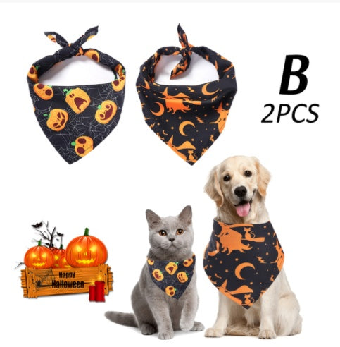 JMT-881994 Halloween Pet Triangle Scarf for Dogs - Multiple Styles Available, Adjustable for Neck Sizes 20-46CM, Lightweight Polyester