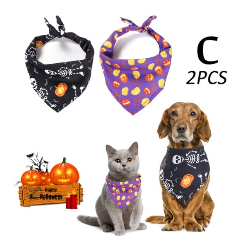 JMT-881994 Halloween Pet Triangle Scarf for Dogs - Multiple Styles Available, Adjustable for Neck Sizes 20-46CM, Lightweight Polyester