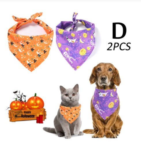 JMT-881994 Halloween Pet Triangle Scarf for Dogs - Multiple Styles Available, Adjustable for Neck Sizes 20-46CM, Lightweight Polyester