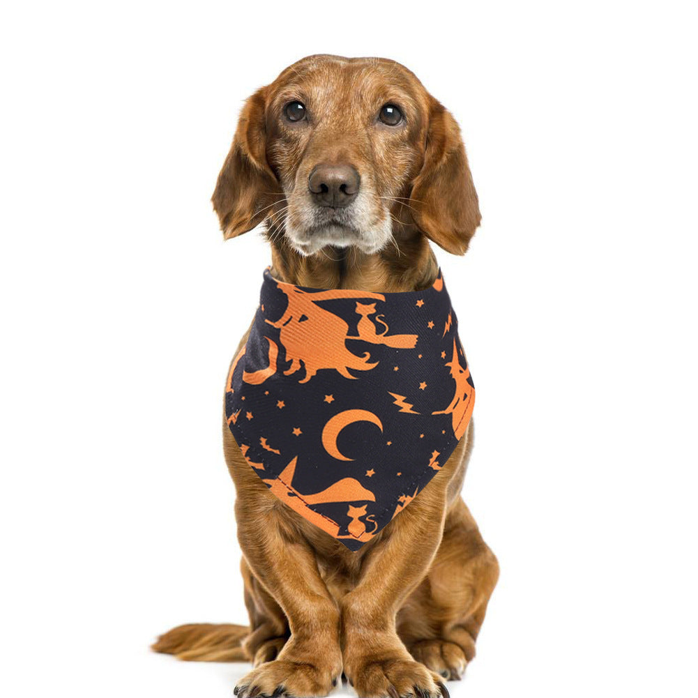 JMT-881994 Halloween Pet Triangle Scarf for Dogs - Multiple Styles Available, Adjustable for Neck Sizes 20-46CM, Lightweight Polyester