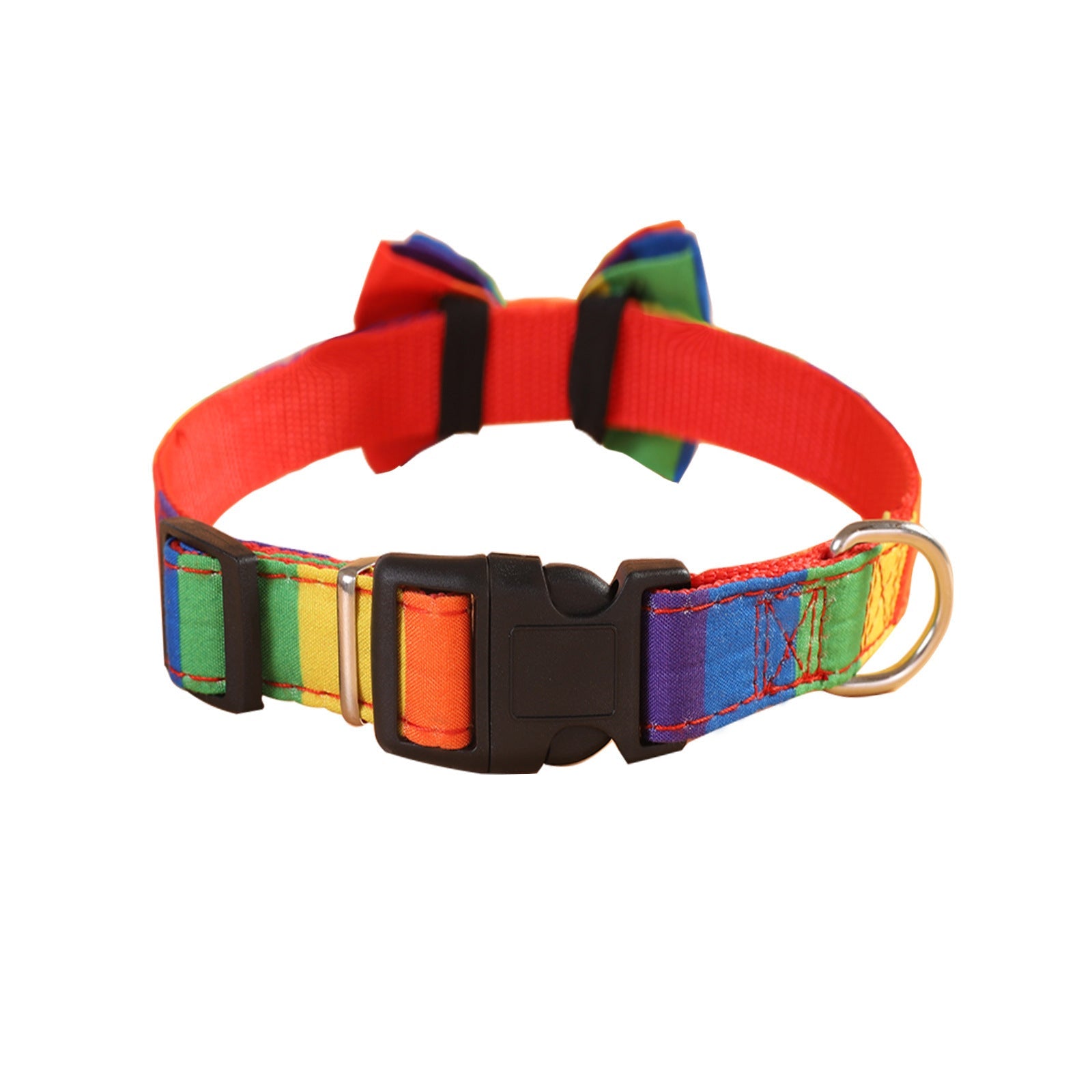 JMT-882186 Rainbow Pattern Pet Collar with Bow Tie for Cats and Dogs, Available in Multiple Sizes