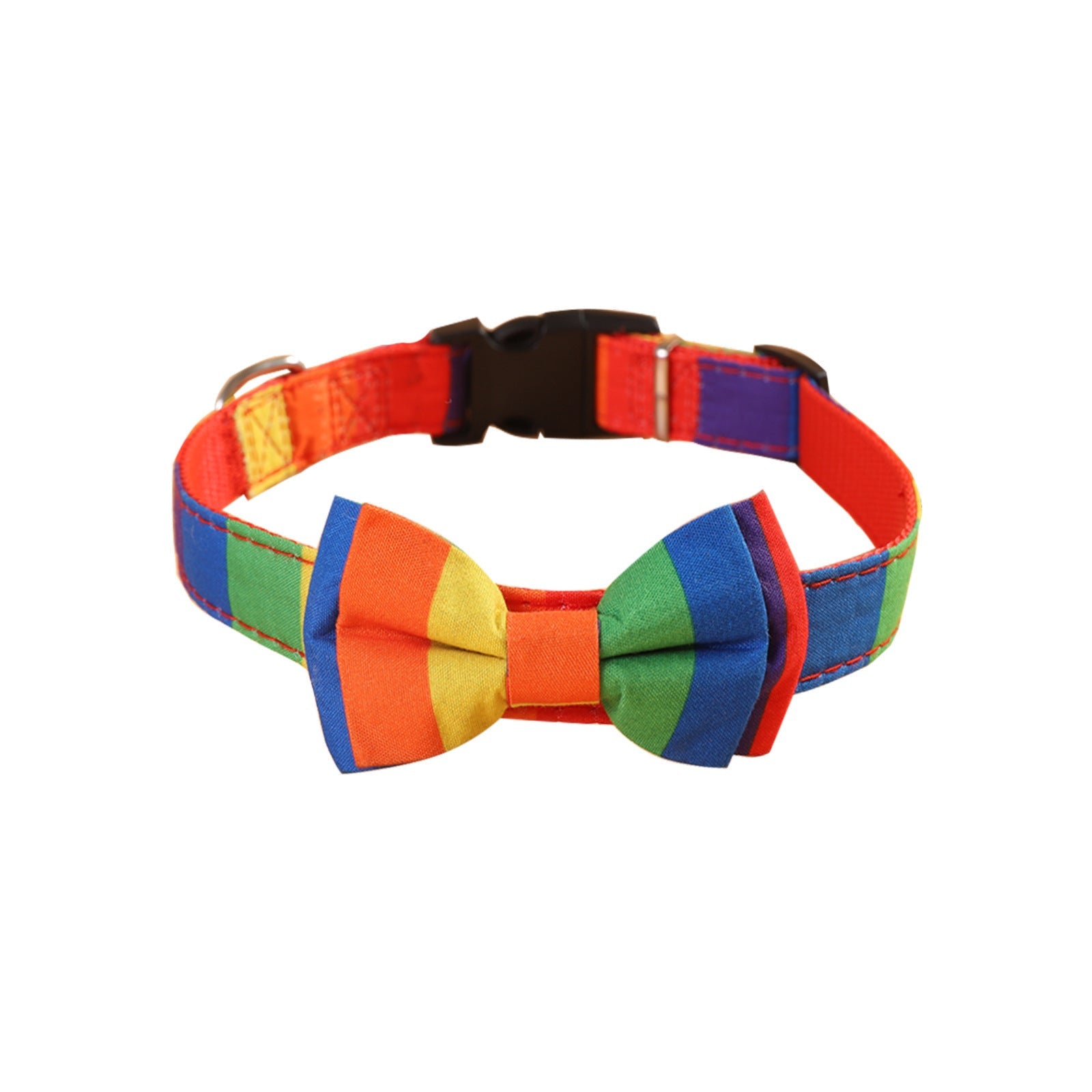 JMT-882186 Rainbow Pattern Pet Collar with Bow Tie for Cats and Dogs, Available in Multiple Sizes
