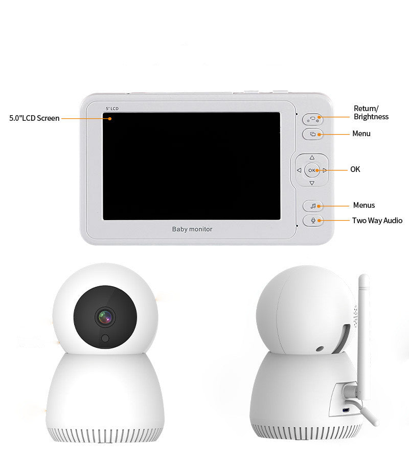 JMT-882442 5 Inch 1080P High-Definition Baby Monitor with Large Screen for Home Use