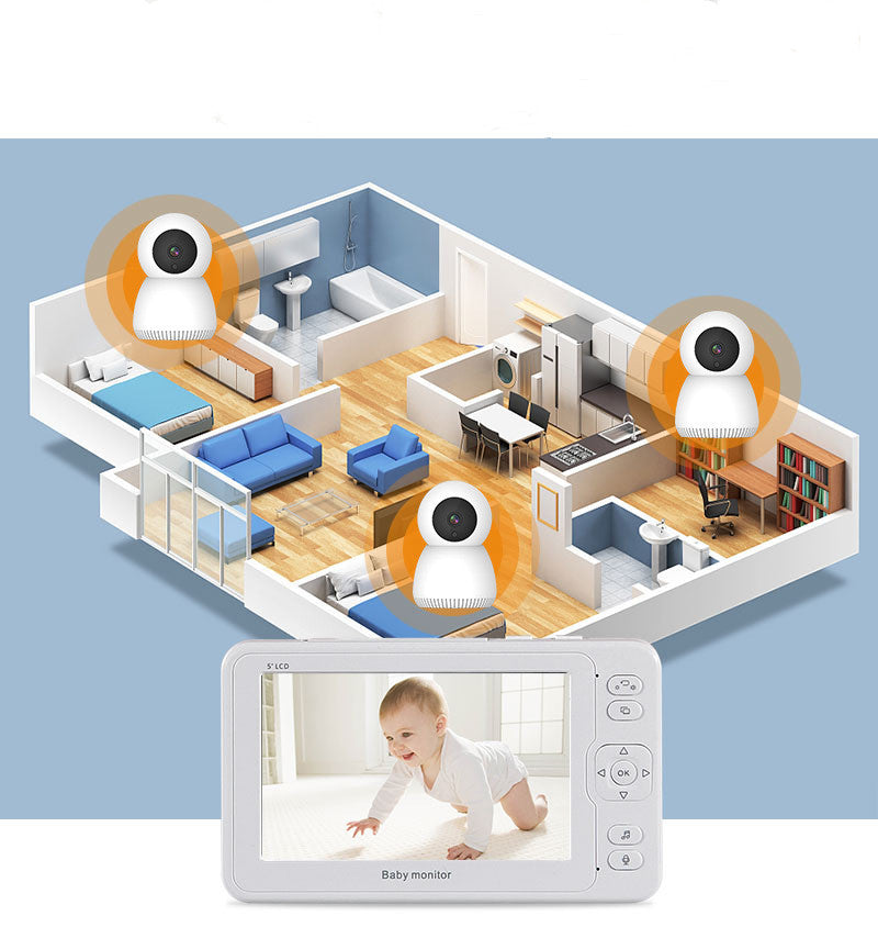 JMT-882442 5 Inch 1080P High-Definition Baby Monitor with Large Screen for Home Use