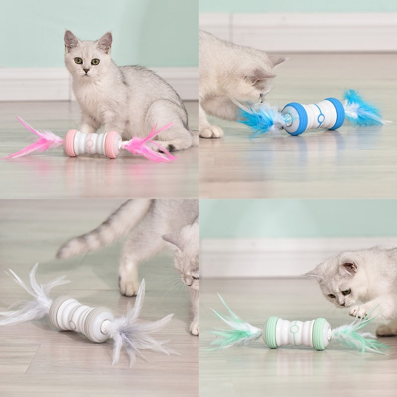 JMT-882826 Automatic Smart Electric Cat Ball with Real Animal Feathers - Multi-Color Toy for Cats