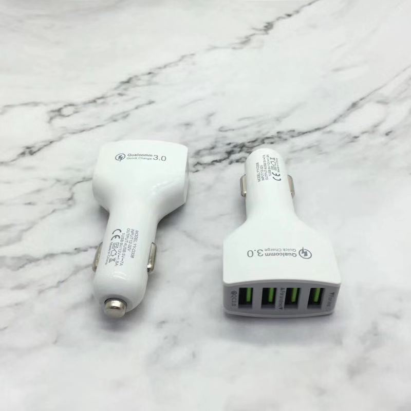 JMT-883018 4-Port USB Car Charger with QC3.0 Fast Charging for Mobile Devices