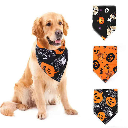 JMT-883146 Skull Triangle Scarf Bib for Dogs and Cats - Polyester Halloween Decoration