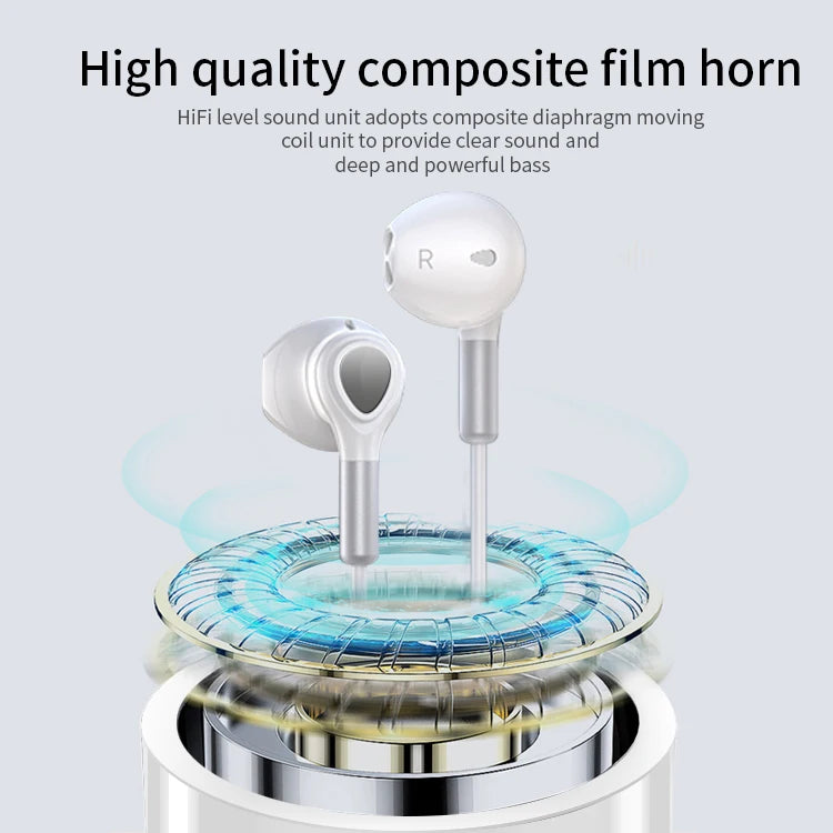 JMT-883338 Wired Hi-Fi Stereo Earphones with Microphone for iPhone and Android Devices