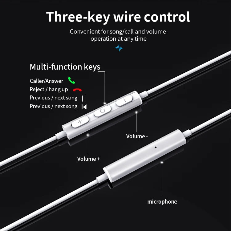 JMT-883338 Wired Hi-Fi Stereo Earphones with Microphone for iPhone and Android Devices