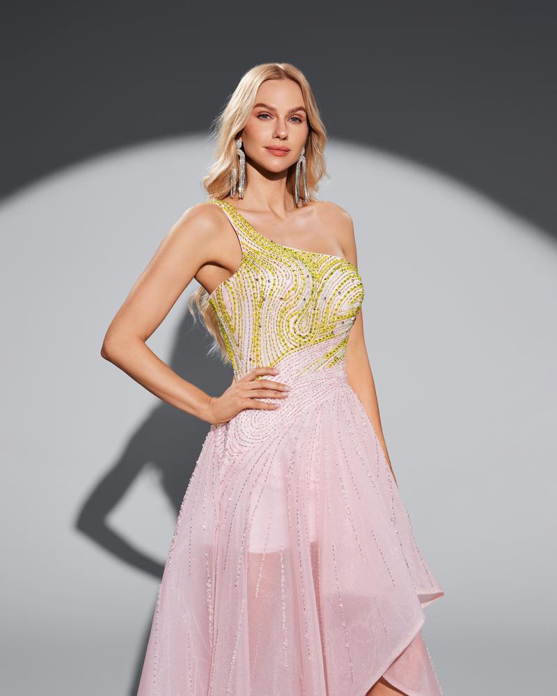 JMT-883914 Elegant Pink Evening Dress - Model SH0118