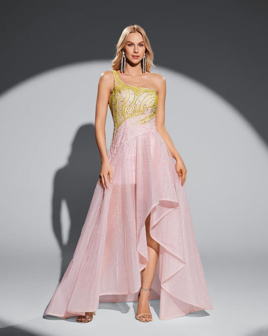 JMT-883914 Elegant Pink Evening Dress - Model SH0118