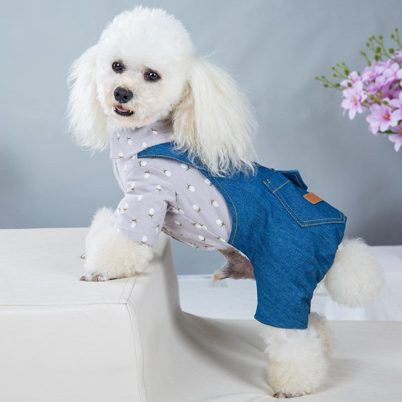 JMT-884298 Winter Casual Padded Dog Clothes for Puppies in Gray and Light Blue