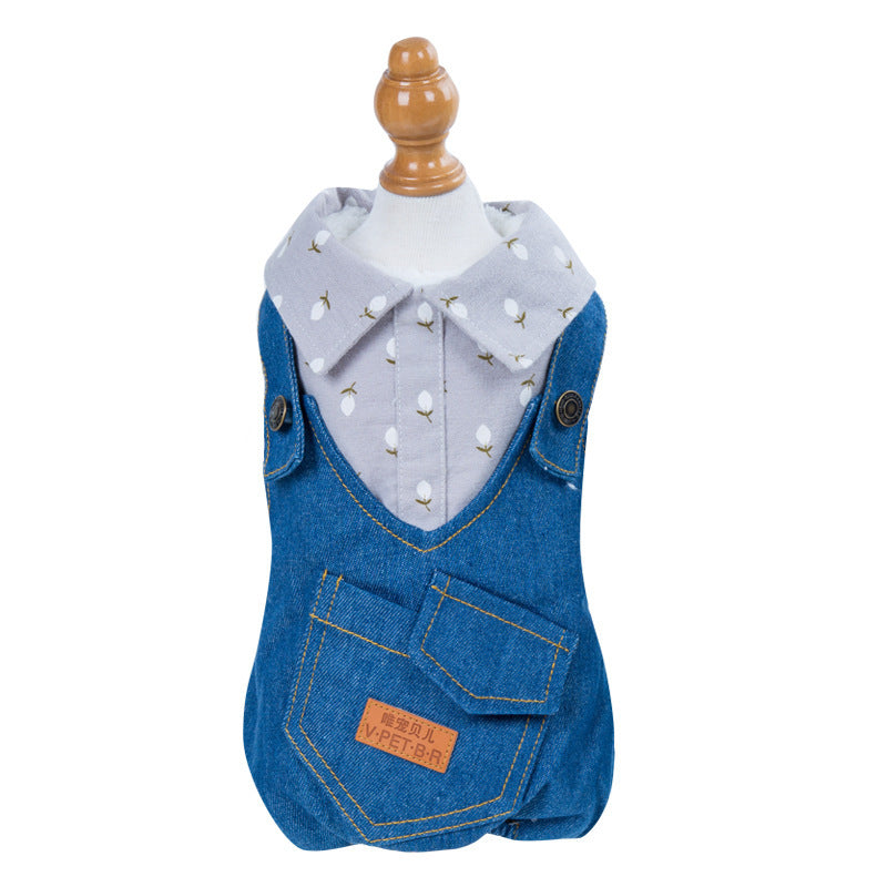 JMT-884298 Winter Casual Padded Dog Clothes for Puppies in Gray and Light Blue