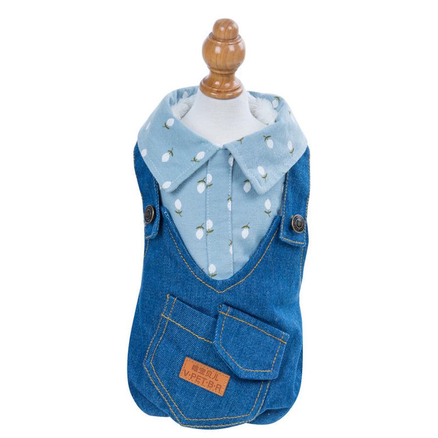 JMT-884298 Winter Casual Padded Dog Clothes for Puppies in Gray and Light Blue