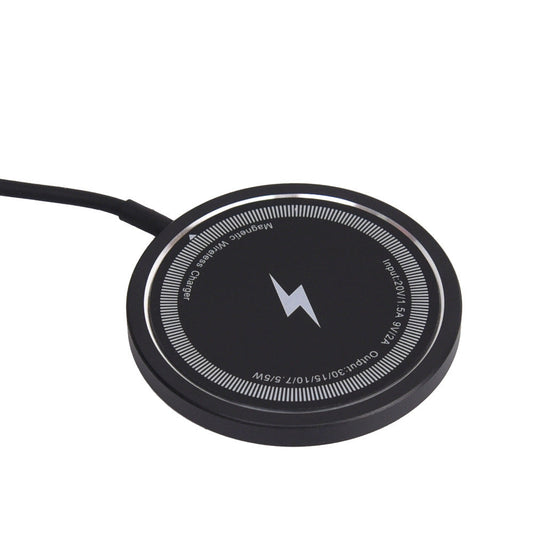 JMT-884362 15W Magnetic Wireless Charger with Metal Casing - Black/White, Type-C Interface