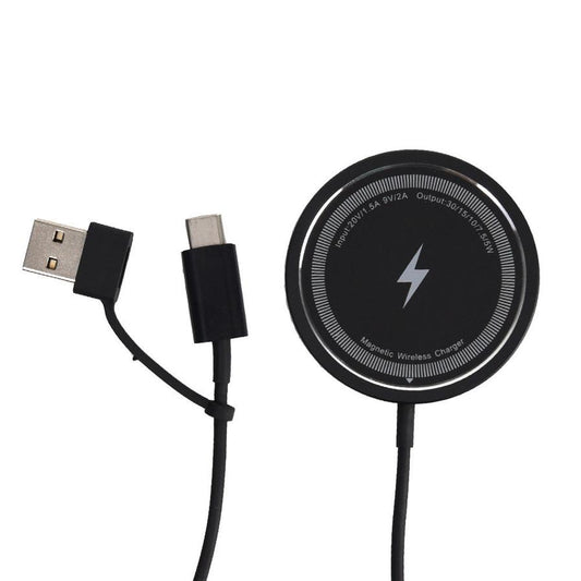 JMT-884362 15W Magnetic Wireless Charger with Metal Casing - Black/White, Type-C Interface