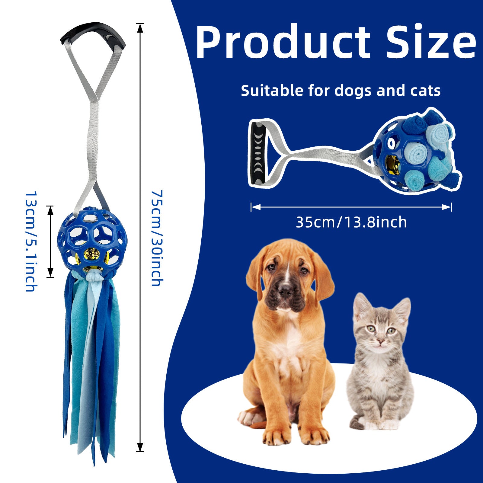 JMT-884810 Interactive Hollow Toy Ball for Dogs and Cats with TPR Sound and Educational Bell - 210g, 75x13cm