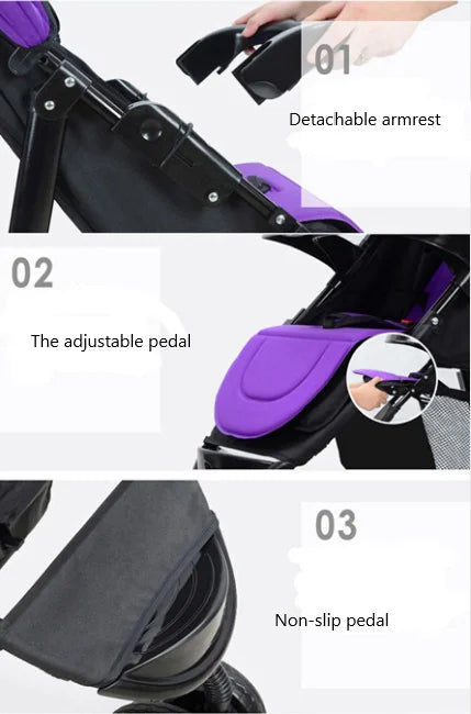 JMT-884938 Twin Baby Stroller with Adjustable Recline and Removable Canopy