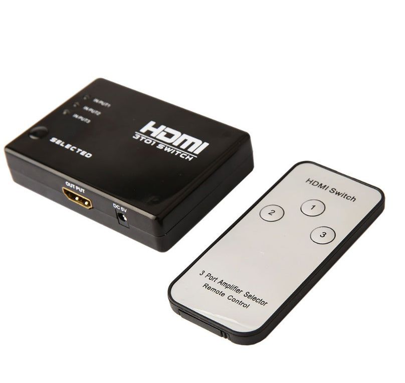 JMT-885002 3-Port HDMI Switch with IR Remote Control for 1080P HD Video and Audio Output