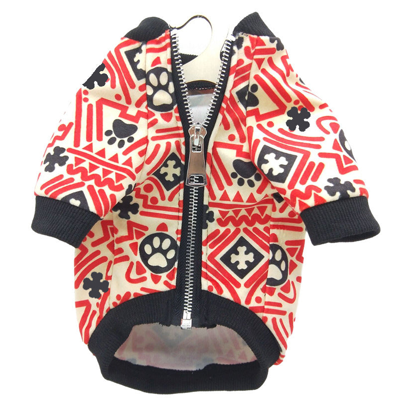 JMT-885450 Stylish Christmas Print Two-Legged Teddy Clothes for Dogs in Various Sizes