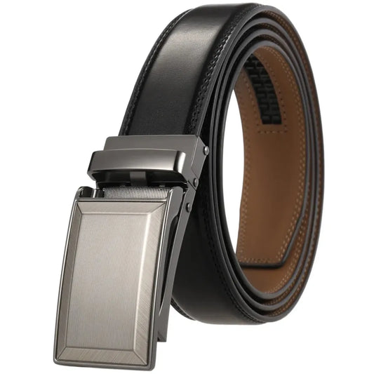 JMT-885578 Genuine Cowhide Leather Belt for Men with Automatic Zinc Alloy Buckle