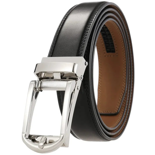 JMT-885578 Genuine Cowhide Leather Belt for Men with Automatic Zinc Alloy Buckle