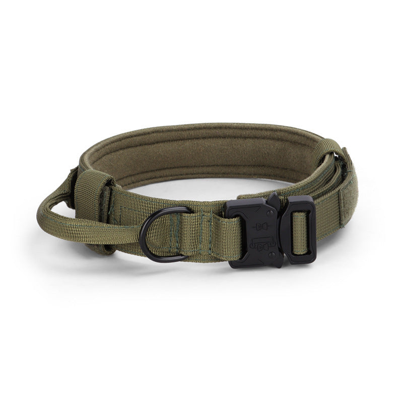 JMT-885642 Adjustable Tactical Dog Collar with Traction Rope for Medium to Large Breeds
