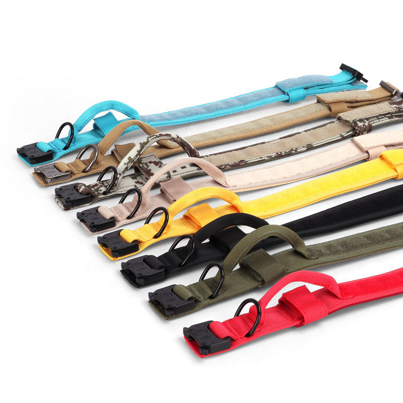 JMT-885642 Adjustable Tactical Dog Collar with Traction Rope for Medium to Large Breeds