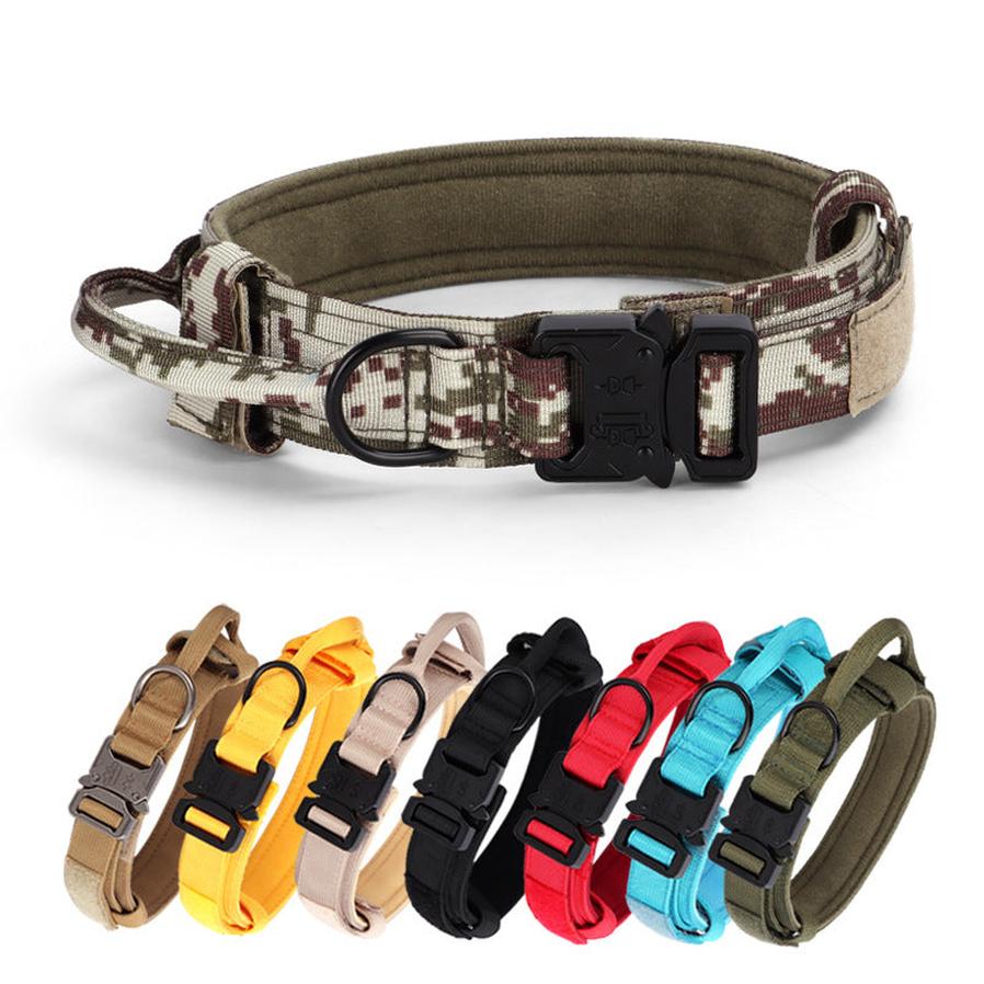 JMT-885642 Adjustable Tactical Dog Collar with Traction Rope for Medium to Large Breeds