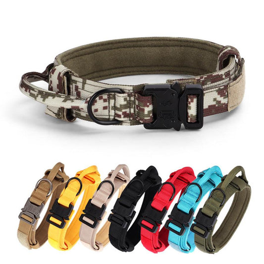 JMT-885642 Adjustable Tactical Dog Collar with Traction Rope for Medium to Large Breeds