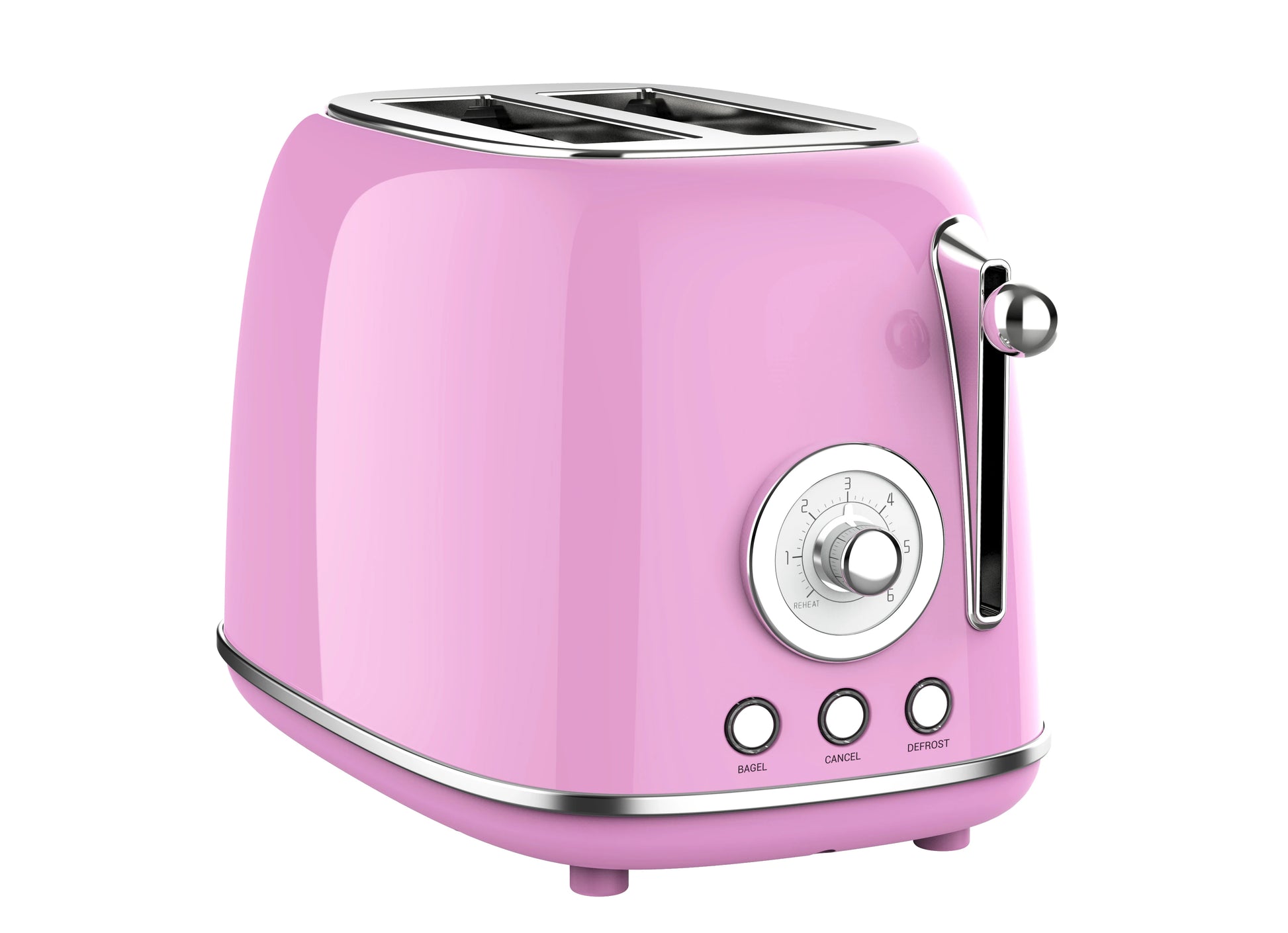 JMT-885642 Extra Wide Slot 2 Slice Retro Toaster with 6 Level Browning, Reheat, Defrost, and Cancel Functions