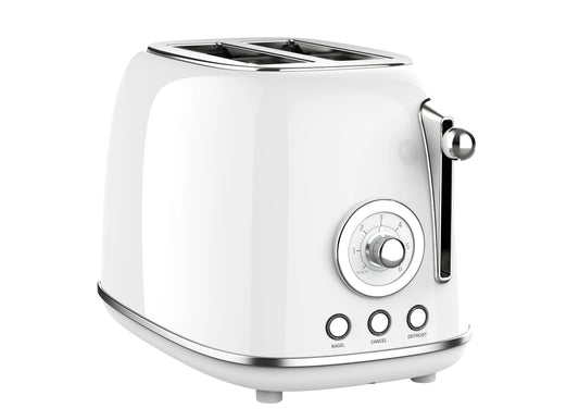 JMT-885642 Extra Wide Slot 2 Slice Retro Toaster with 6 Level Browning, Reheat, Defrost, and Cancel Functions
