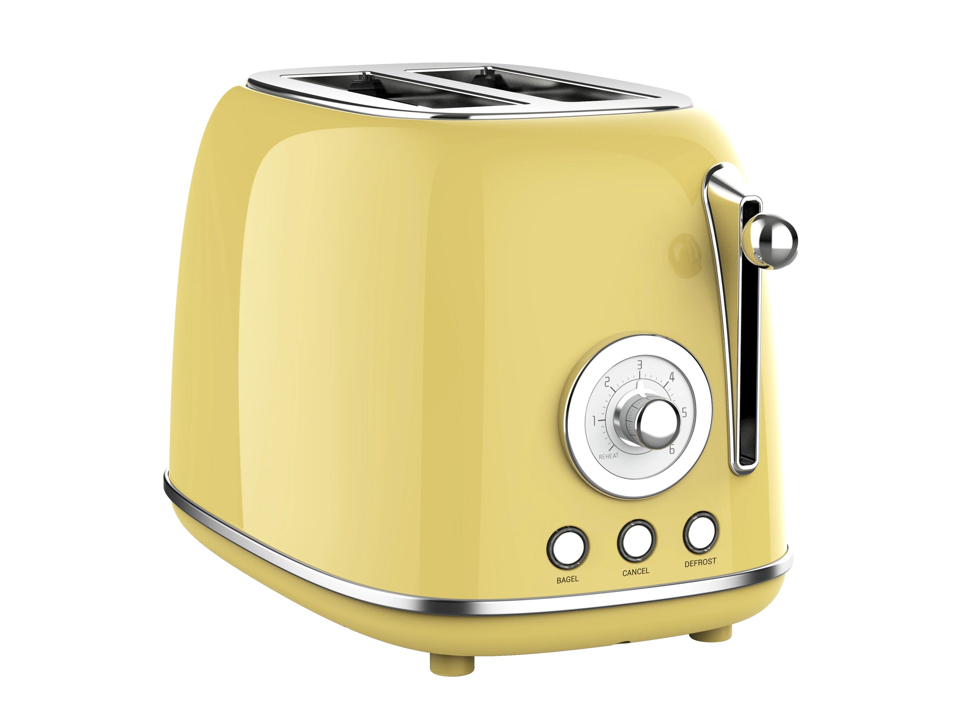 JMT-885642 Extra Wide Slot 2 Slice Retro Toaster with 6 Level Browning, Reheat, Defrost, and Cancel Functions