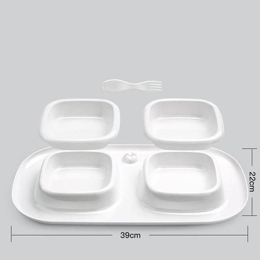 JMT-886154 Double Cat Bowl in Milky White - Plastic Material for Feeding