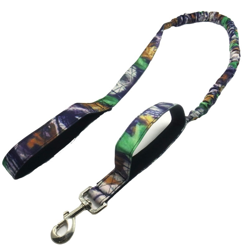 JMT-886474 Camouflage Elastic Drawstring Pet Leash - Durable Nylon and Diving Material, Scalable Design, Multiple Color Options